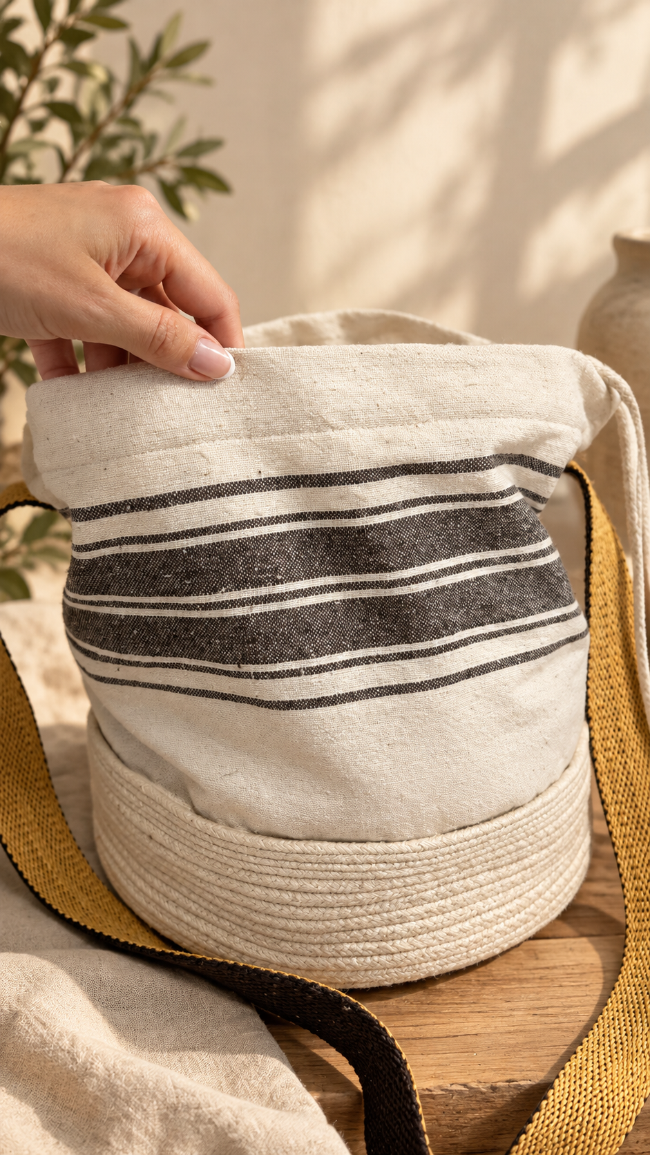 Bolso Nativa – Rayas / Crudo