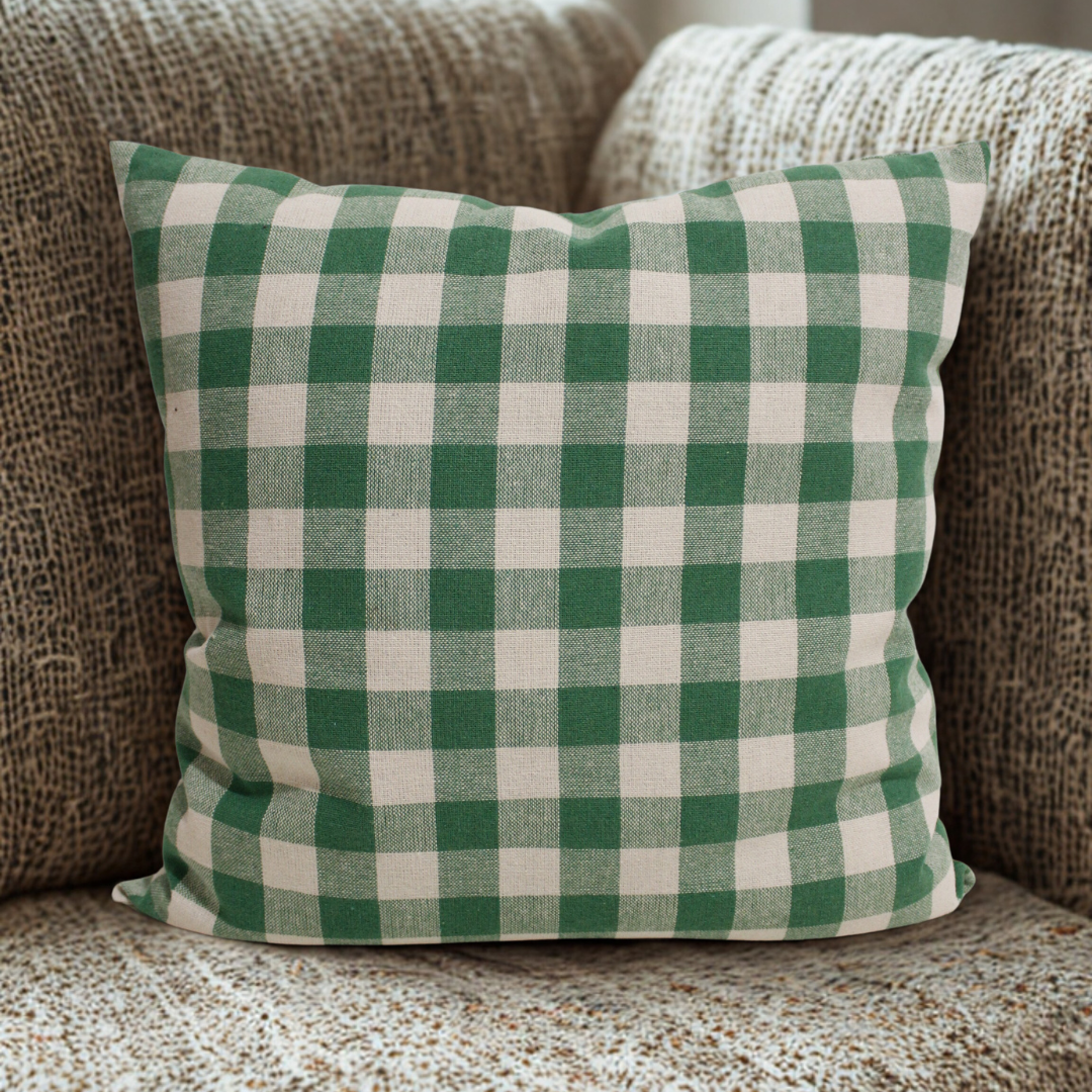 Forro Cojín Cuadros Verde