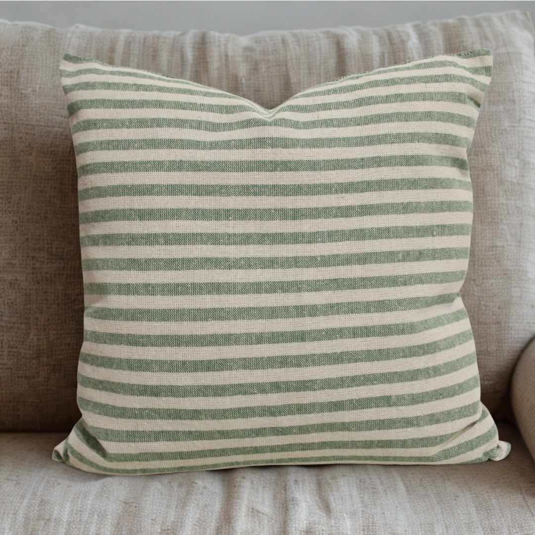 Forro Cojín Rayas Verde