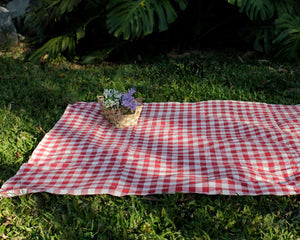 Tela Mantel Cuadros Rojo